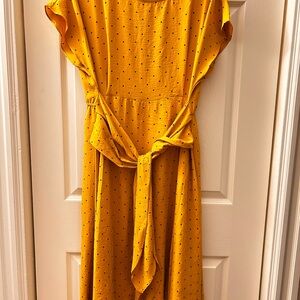 Signature by Robbie Bee Mustard Polka Dot Top